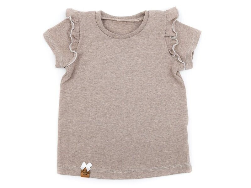 T-Shirt mit Rüschen | beige meliert