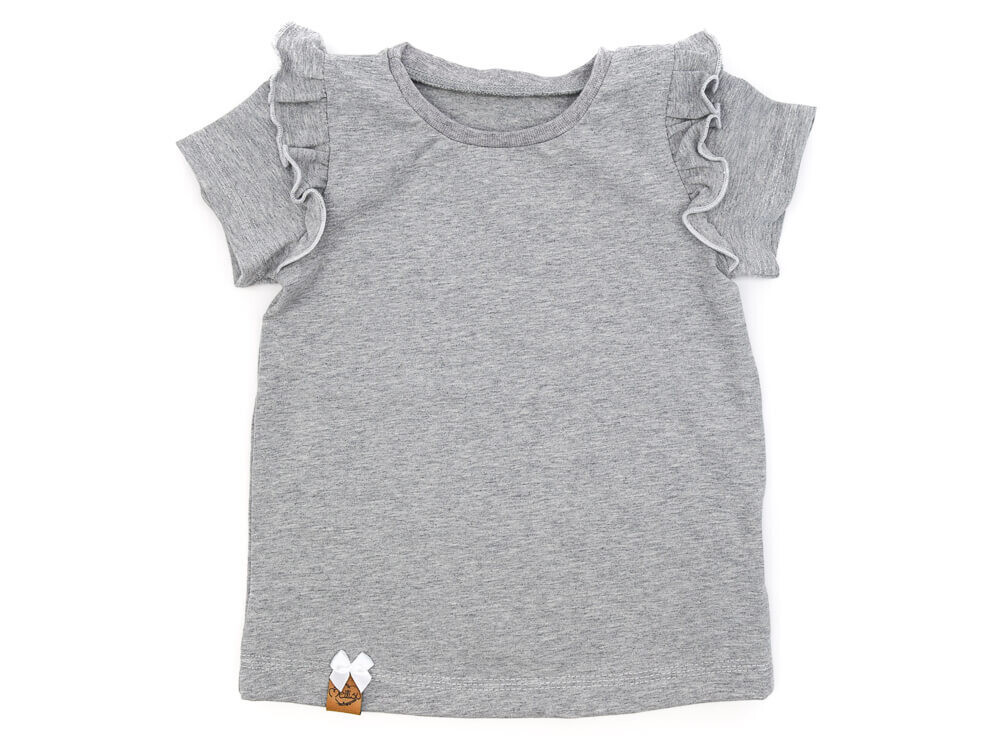 T-Shirt mit Rüschen | hellgrau meliert