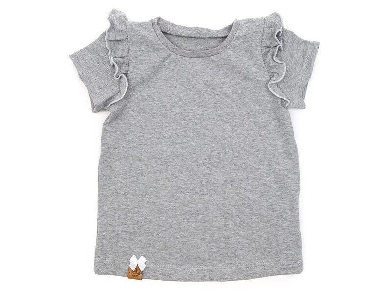 T-Shirt mit Rüschen | hellgrau meliert