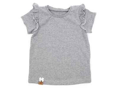 T-Shirt mit Rüschen | hellgrau meliert