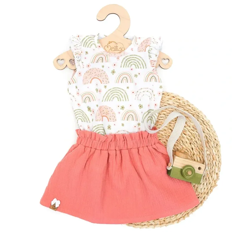 Set | Rainbows & Flowers | Rüschenshirt & Rock