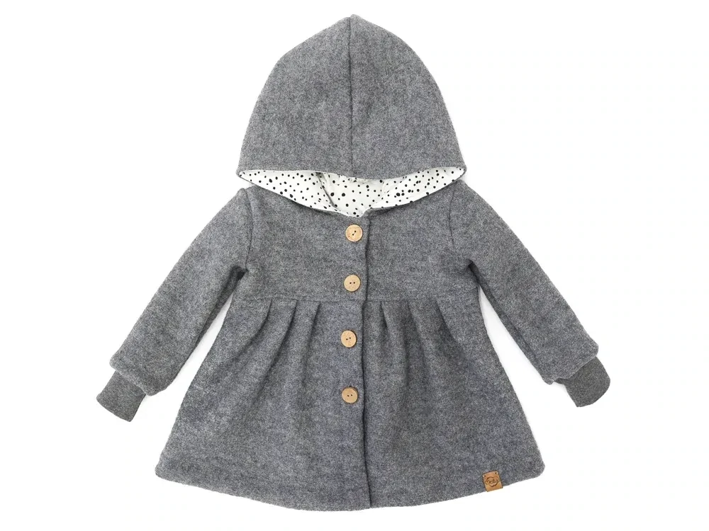 Walkmantel Wollwalk Mantel Mädchen Kinder Meilisu hellgrau