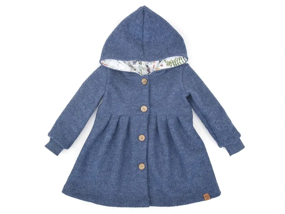 Walkmantel Wollwalk Mantel Mädchen Kinder Meilisu jeansblau