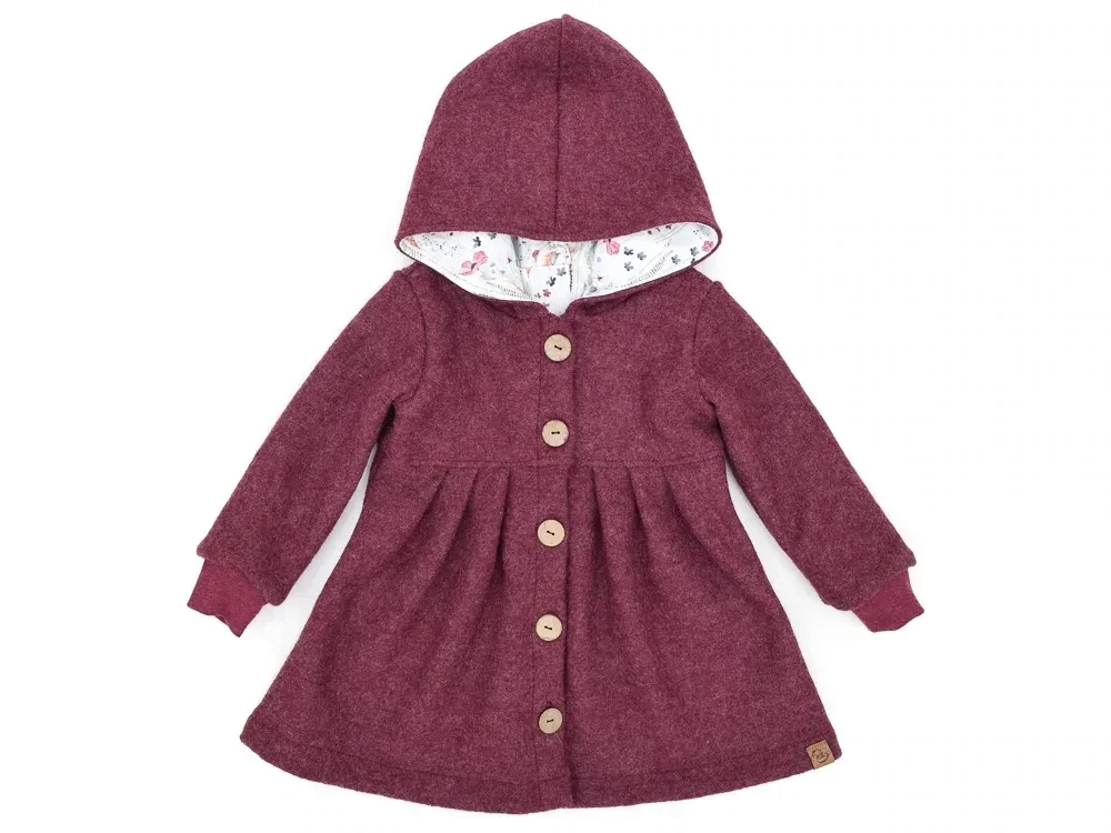 Walkmantel Wollwalk Mantel Mädchen Kinder Meilisu bordeaux weinrot
