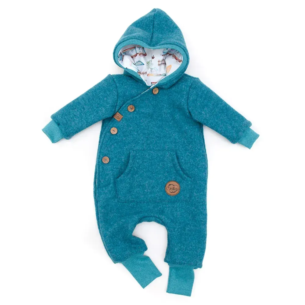 Walkoverall Wollwalk Anzug Baby Kinder petrol