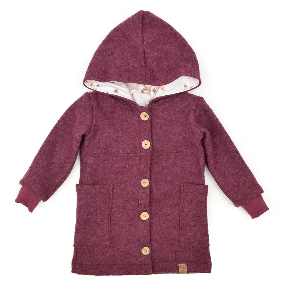 Walkmantel Wollwalk Mantel Mädchen Kinder Jungs Meilisu bordeaux weinrot