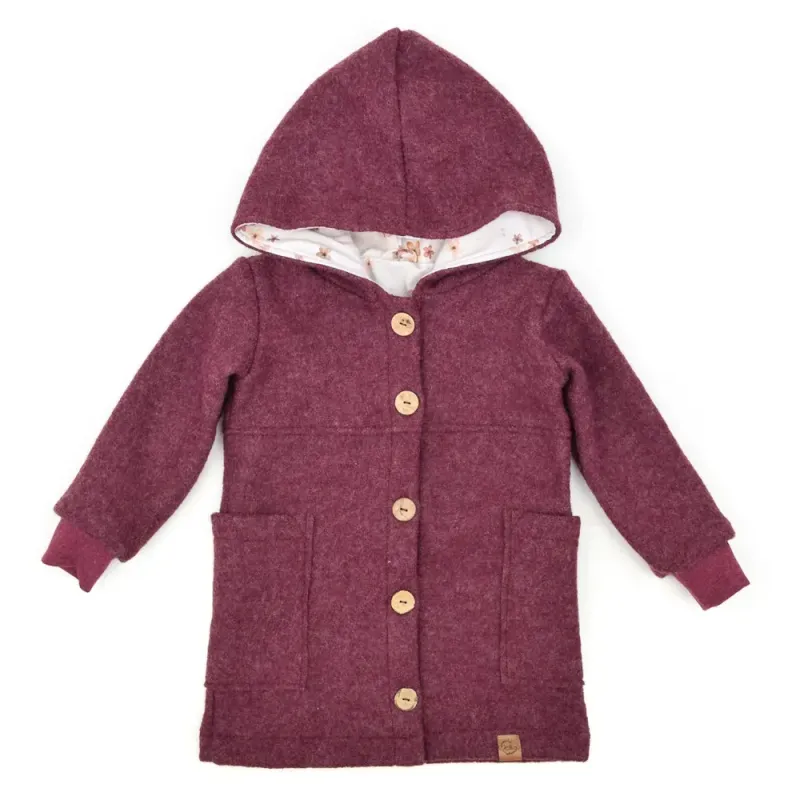 Walkmantel Wollwalk Mantel Mädchen Kinder Jungs Meilisu bordeaux weinrot