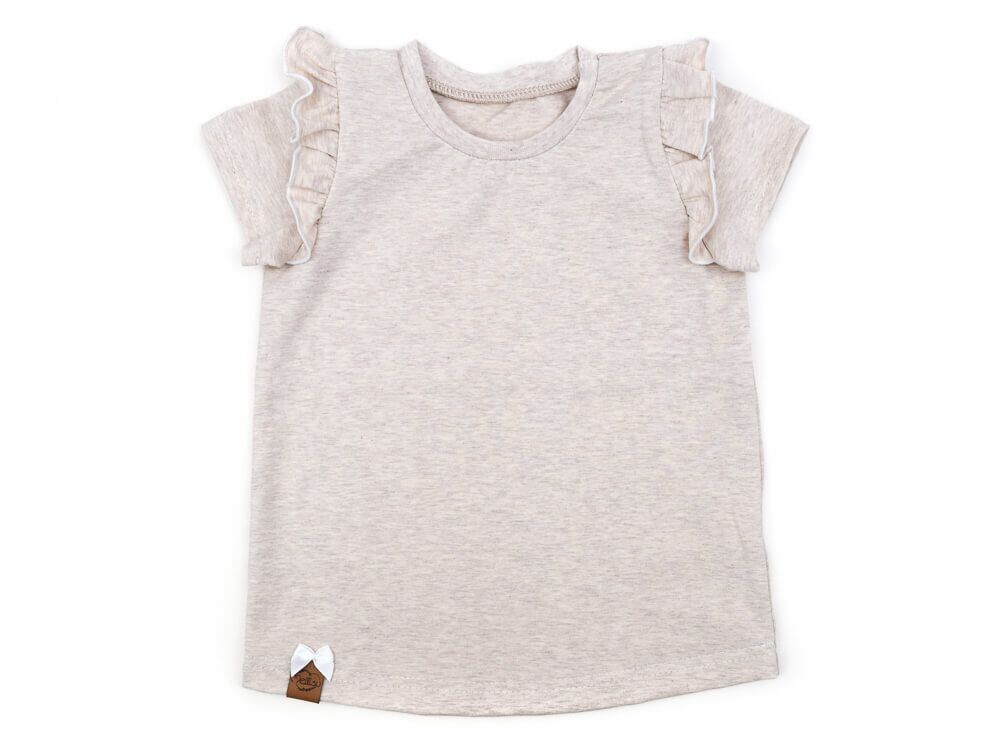 T-Shirt mit Rüschen | creme meliert