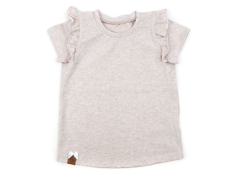T-Shirt mit Rüschen | creme meliert