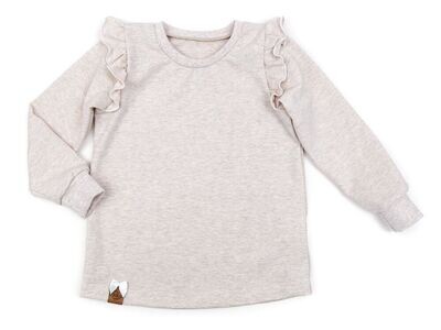 Langarmshirt mit Rüschen | creme meliert