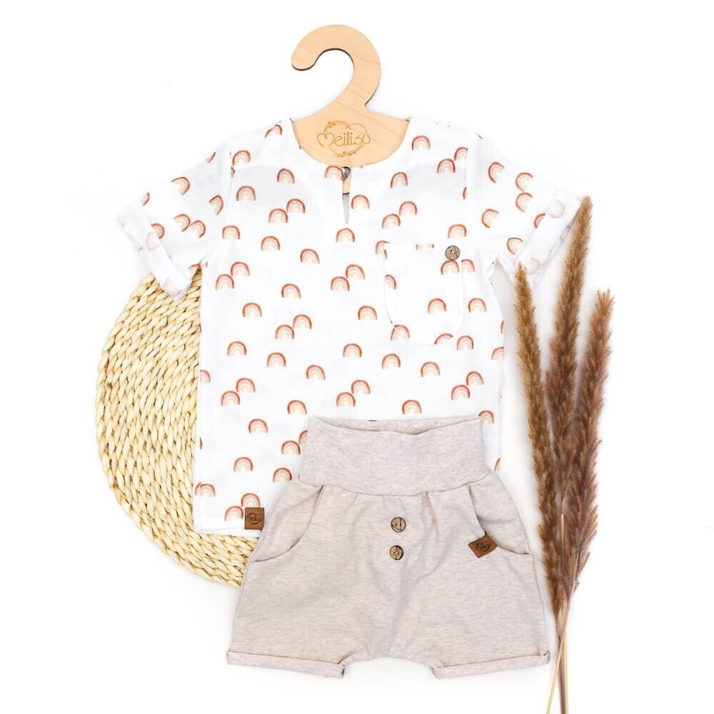 Set | kleiner Regenbogen | Musselinshirt & Shorts