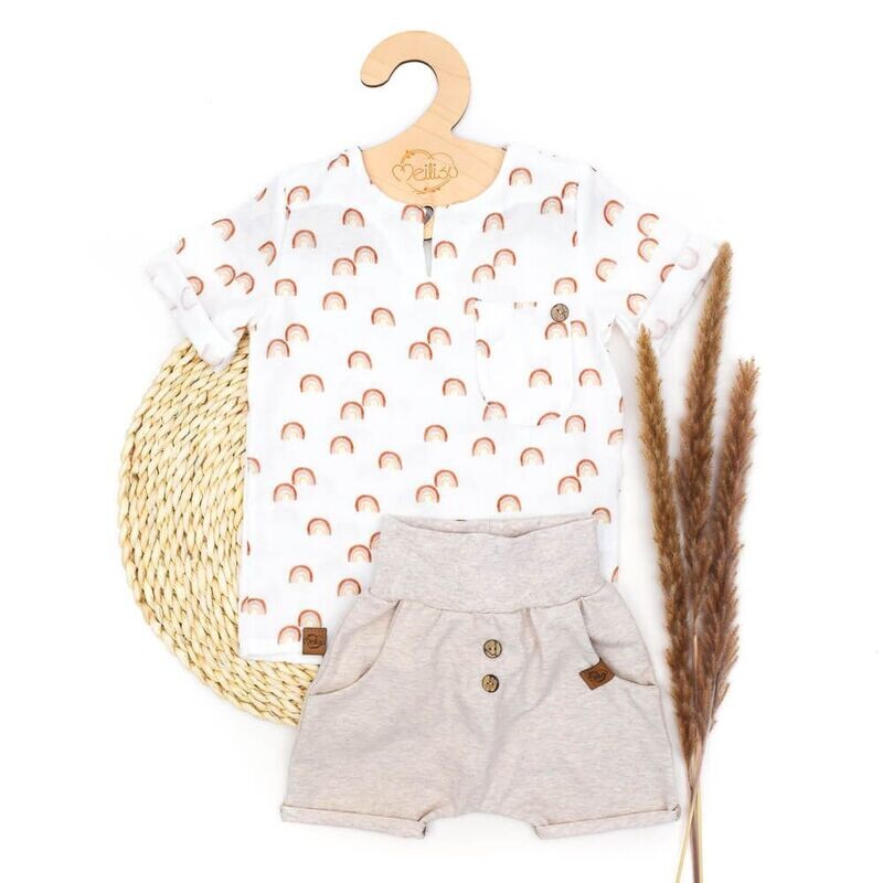Set | kleiner Regenbogen | Musselinshirt & Shorts
