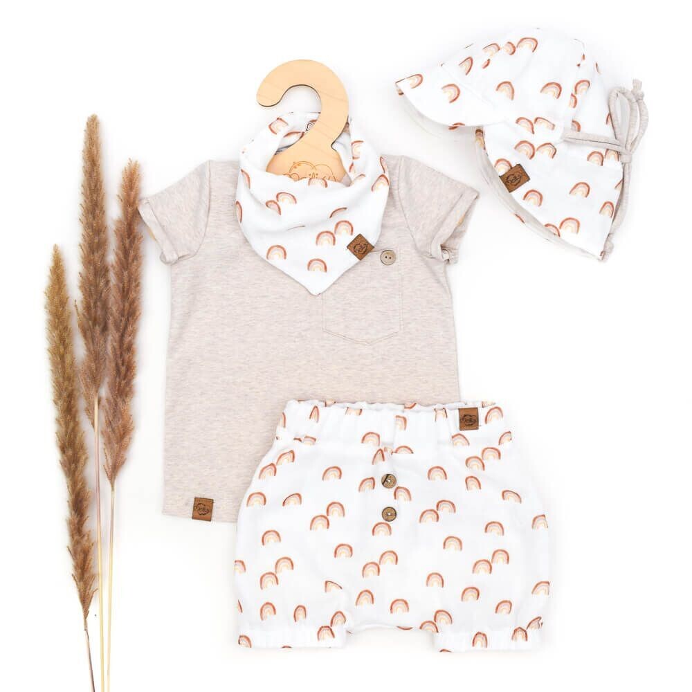 Set | kleiner Regenbogen | Shirt & Shorts & Sonnenhut & Tuch