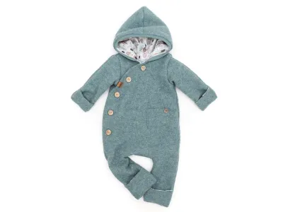 Walkoverall | dusty blue meliert Walkoverall Wollwalk Anzug Baby Kinder dusty blue rauchblau