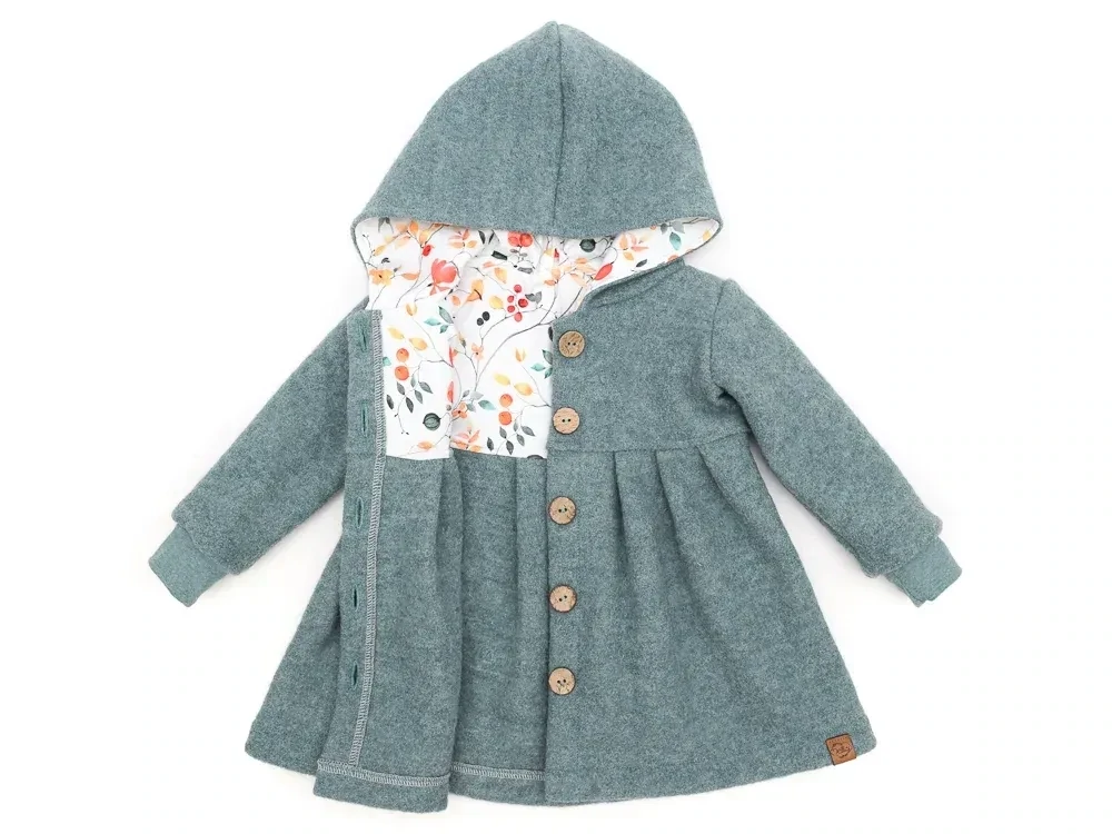 Walkmantel Wollwalk Mantel Mädchen Kinder Meilisu dusty blue rauchblau