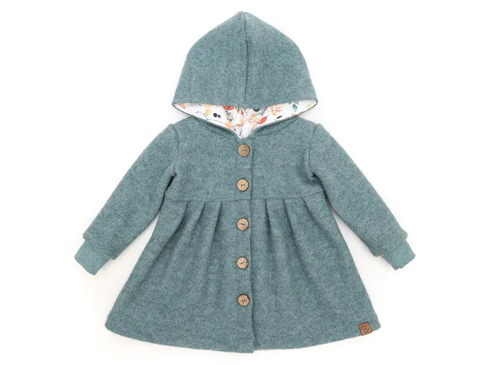 Walkmantel Wollwalk Mantel Mädchen Kinder Meilisu dusty blue rauchblau
