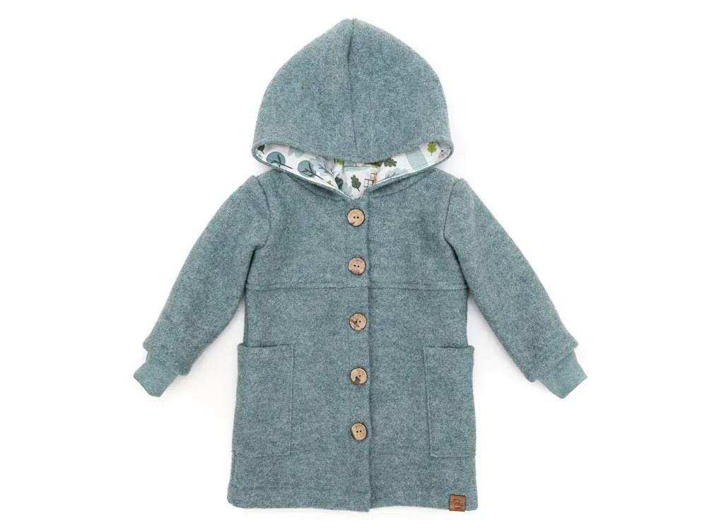 Walkmantel Wollwalk Mantel Mädchen Kinder Jungs Meilisu dusty blue rauchblau