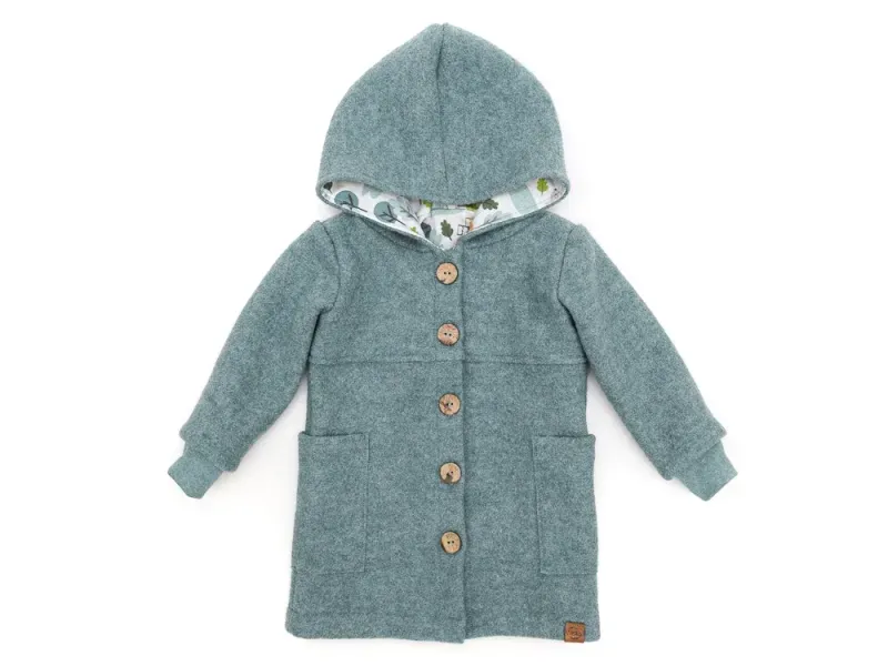 Walkmantel Wollwalk Mantel Mädchen Kinder Jungs Meilisu dusty blue rauchblau