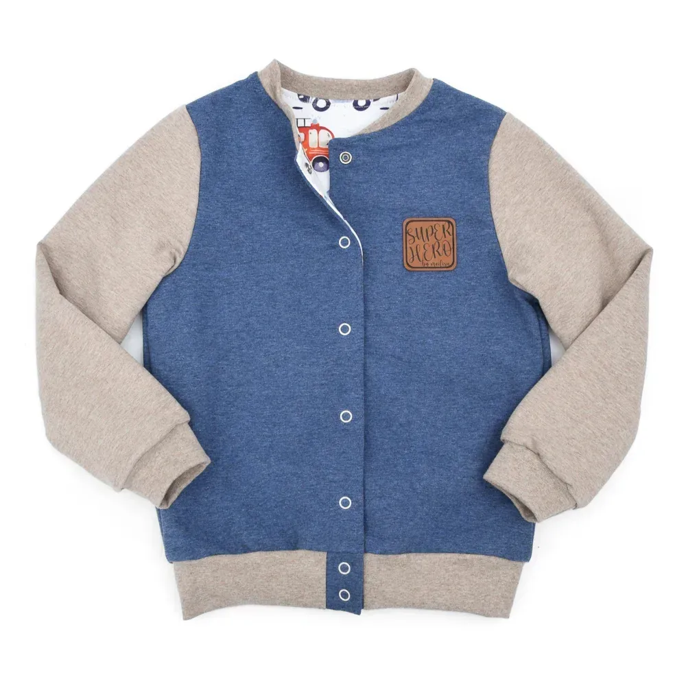 Collegejacke | jeansblau - beige