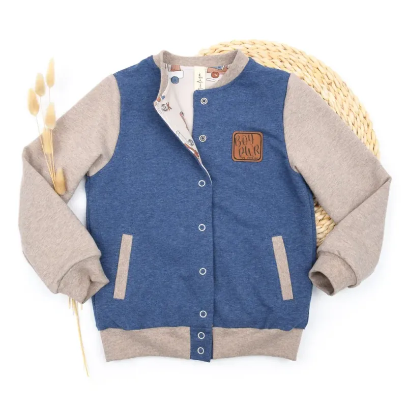Collegejacke | jeansblau - beige