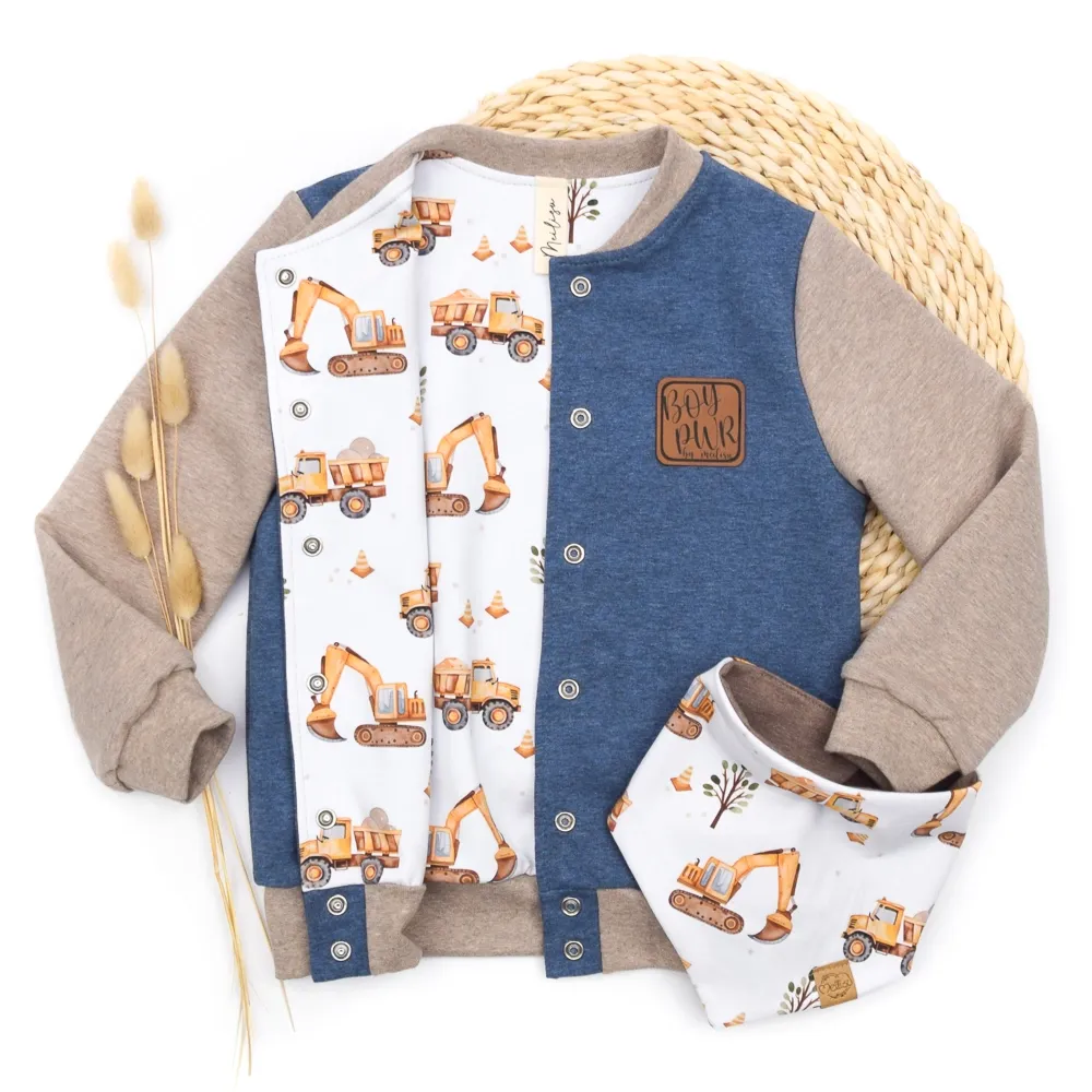 Collegejacke | jeansblau - beige