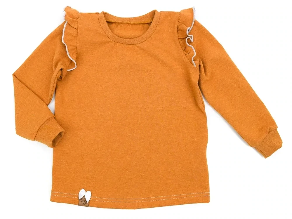 Langarmshirt mit Rüschen | senfgelb meliert