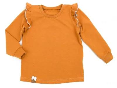 Langarmshirt mit Rüschen | senfgelb meliert