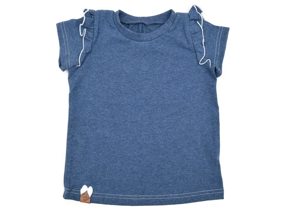 T-Shirt mit Rüschen | jeansblau meliert
