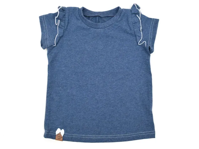 T-Shirt mit Rüschen | jeansblau meliert