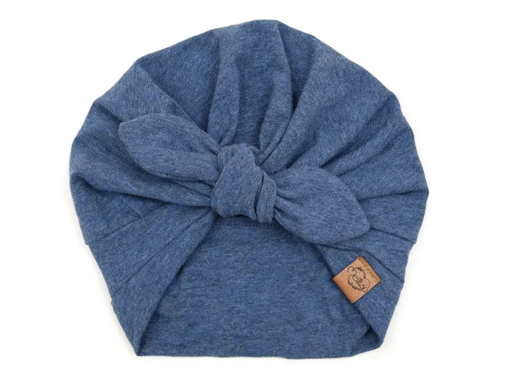 Turbanmütze | jeansblau meliert