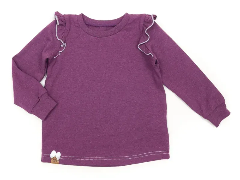Langarmshirt mit Rüschen | beere meliert