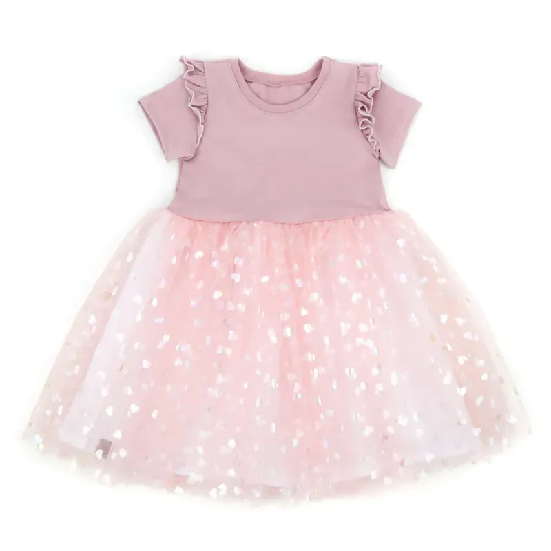 Kleid Kinder Mädchen Tüll Taufe Hochzeit Schulanfang rosé