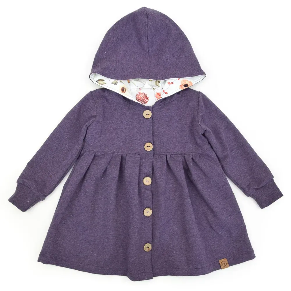 Sweatmantel | aubergine meliert