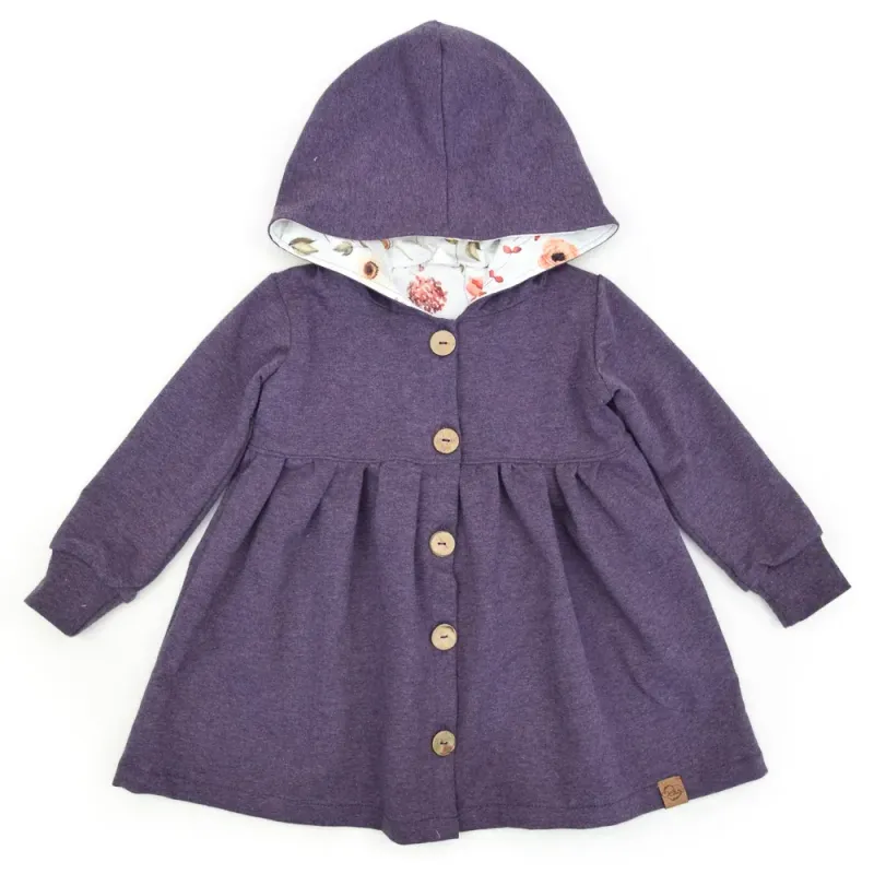 Sweatmantel | aubergine meliert