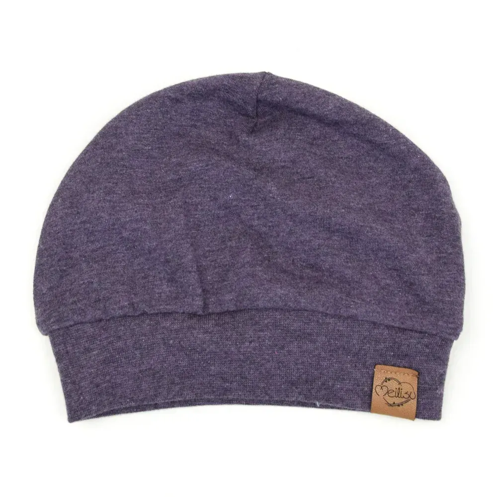 Bündchenmütze | aubergine meliert