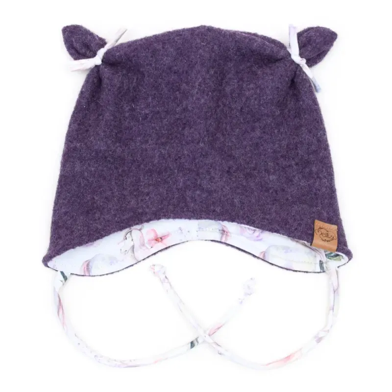 Walkmütze mit Ohren | aubergine meliert