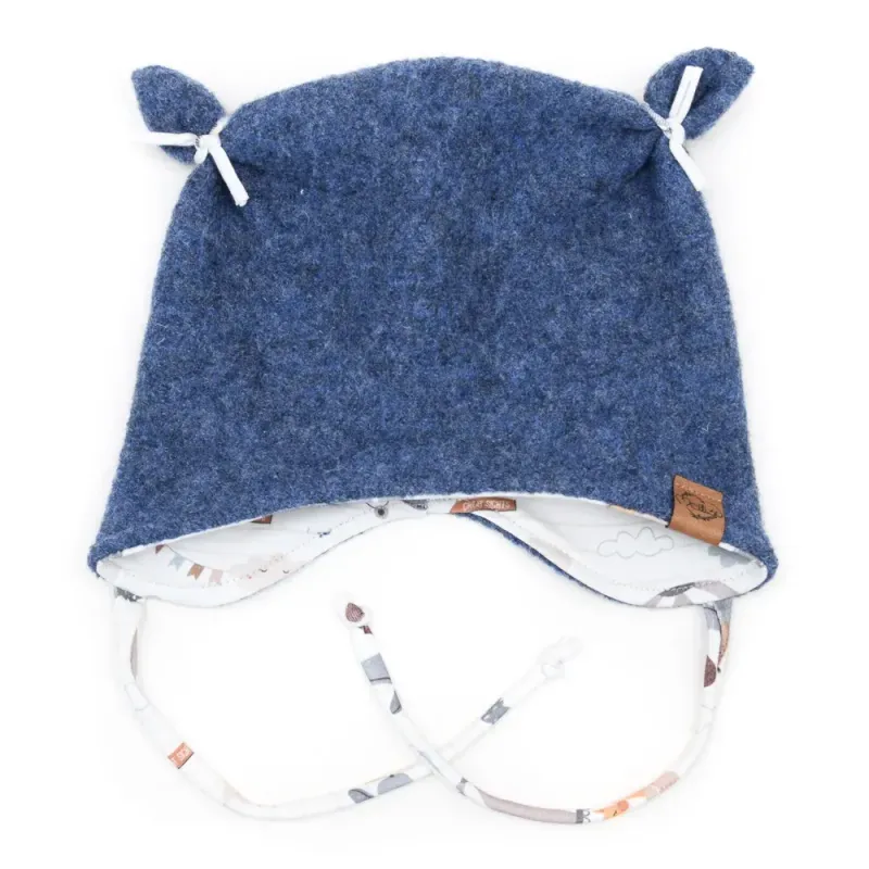 Walkmütze mit Ohren | jeansblau meliert