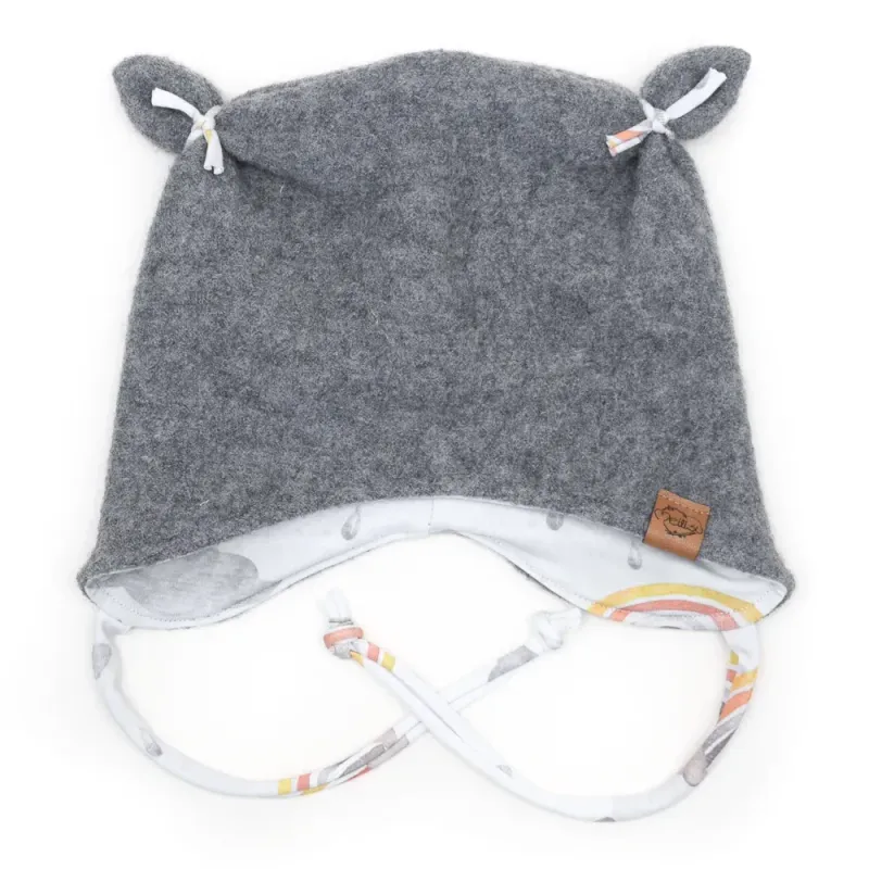 Walkmütze mit Ohren | hellgrau meliert