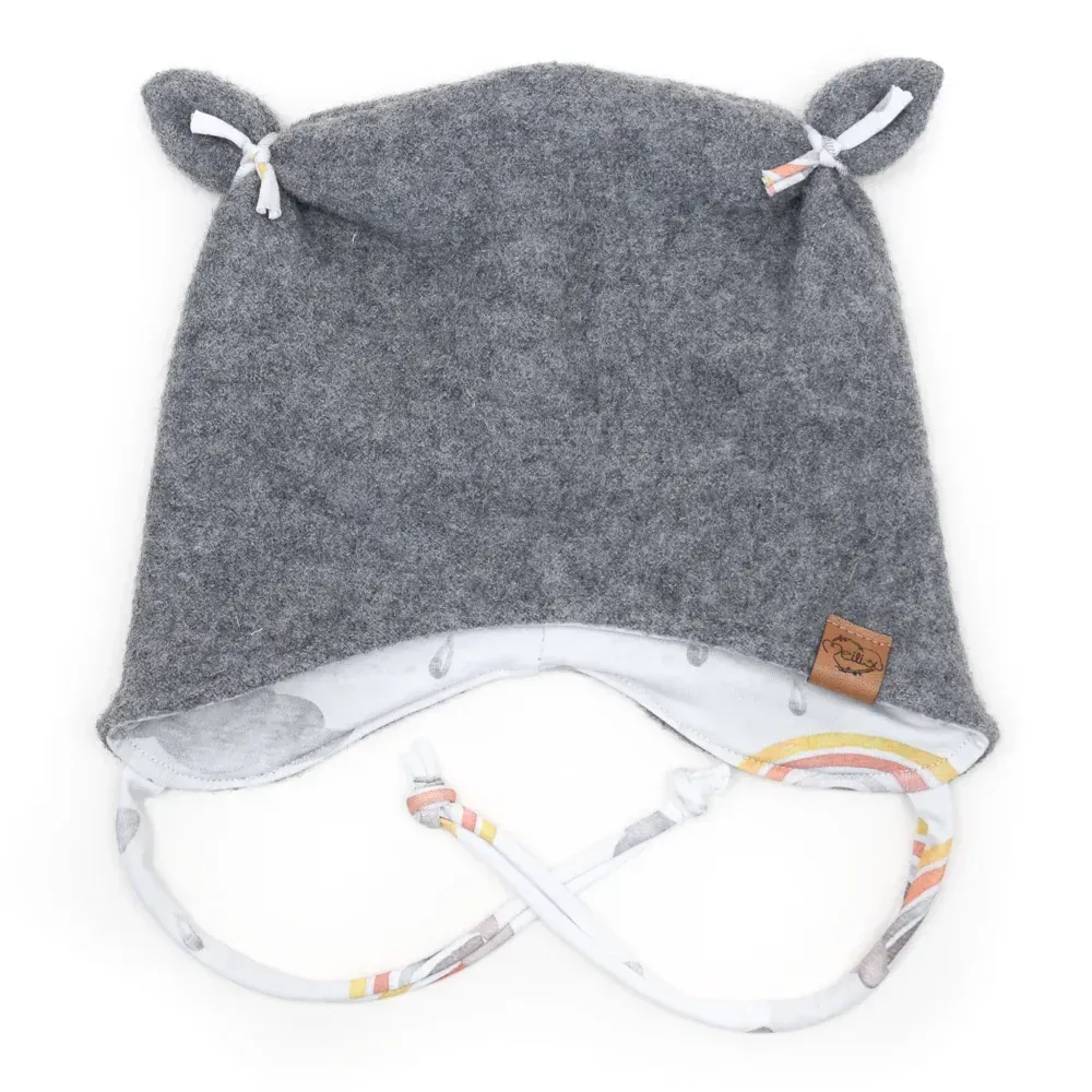 Walkmütze mit Ohren | grau meliert | Gr. 45-47 cm