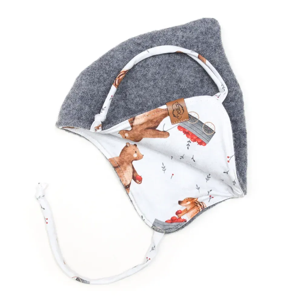 Walkmütze mit Zipfel | grau meliert | Gr. 45-47 cm