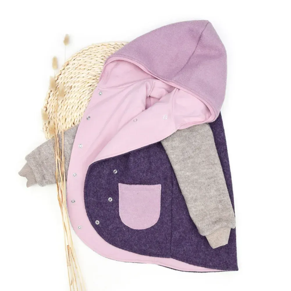 Walkjacke | Color Blocking | aubergine - puderrosa