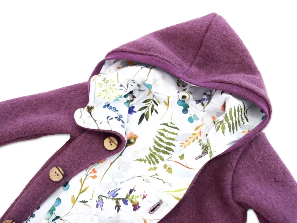 Walkoverall Wollwalk Anzug Baby Kinder beere lila