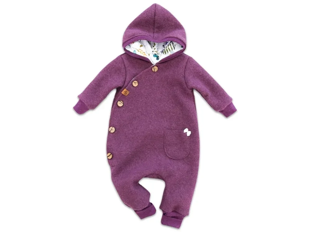 Walkoverall Wollwalk Anzug Baby Kinder beere lila