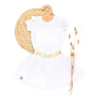 Set | LOVE weiß | Tüllrock & Shirt