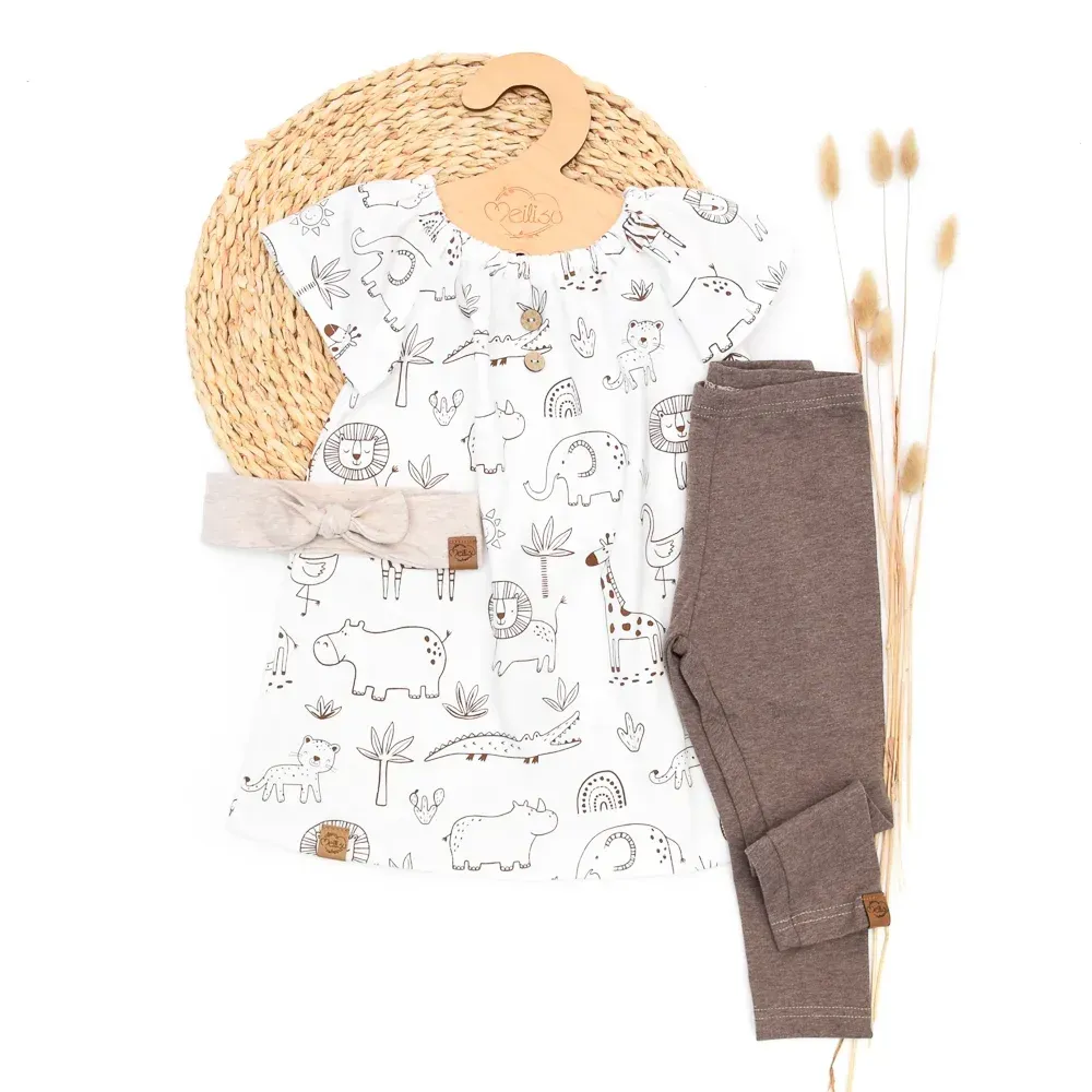Set | Safari | Sommerkleid & Leggings & Haarband