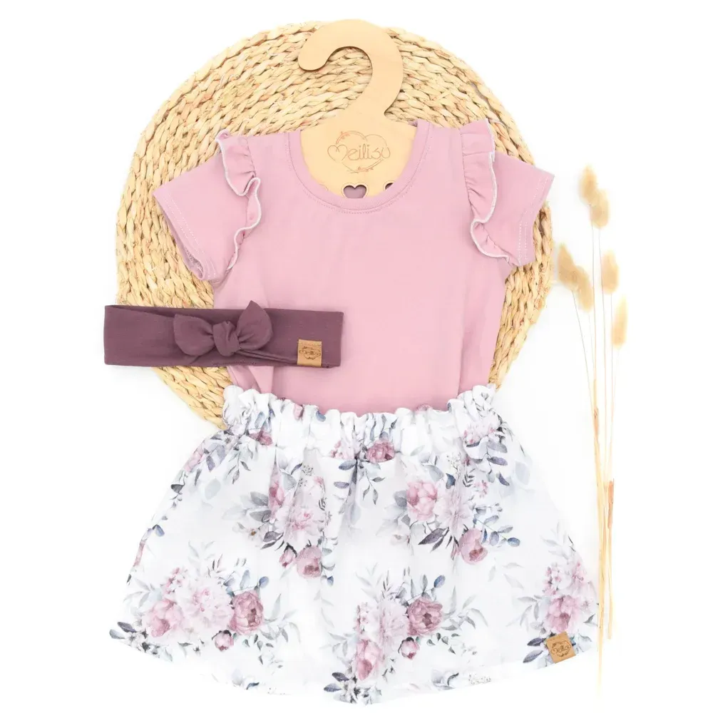 Set | Frühlingsrosen | Rüschenshirt & Paperbag Shorts & Haarband