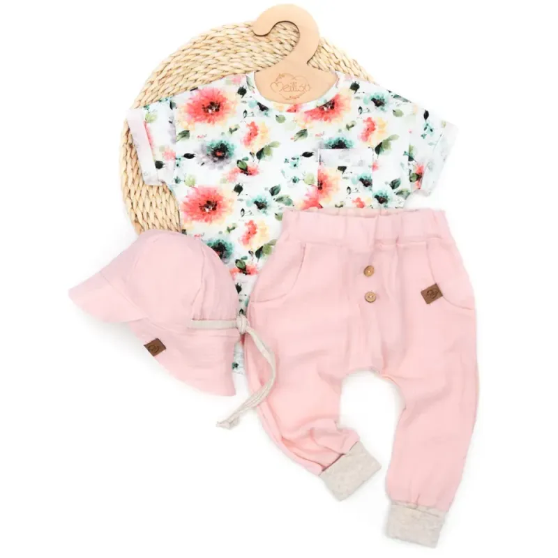 Set | Tropical Flowers | Shirt & Pumphose & Sonnenhut