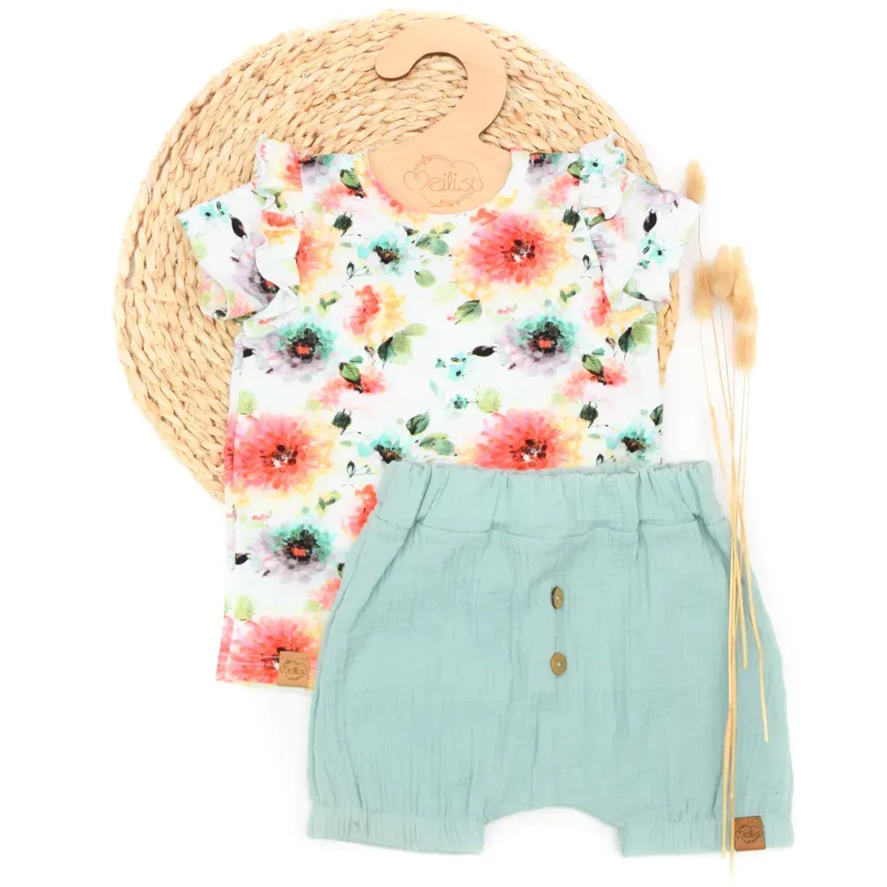 Set | Tropical Flowers | Rüschen Shirt & Shorts
