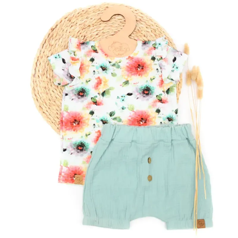 Set | Tropical Flowers | Rüschen Shirt & Shorts