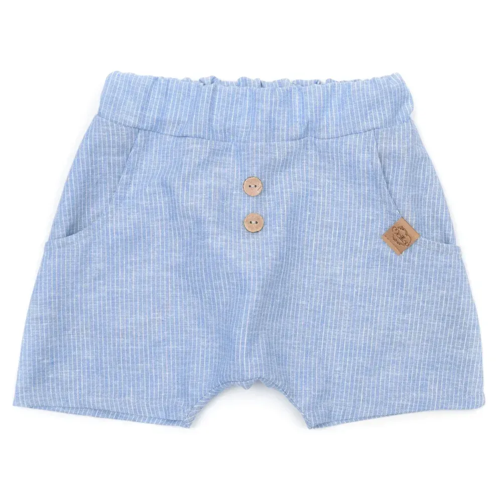 Shorts | Leinen | hellblau Nadelstreifen